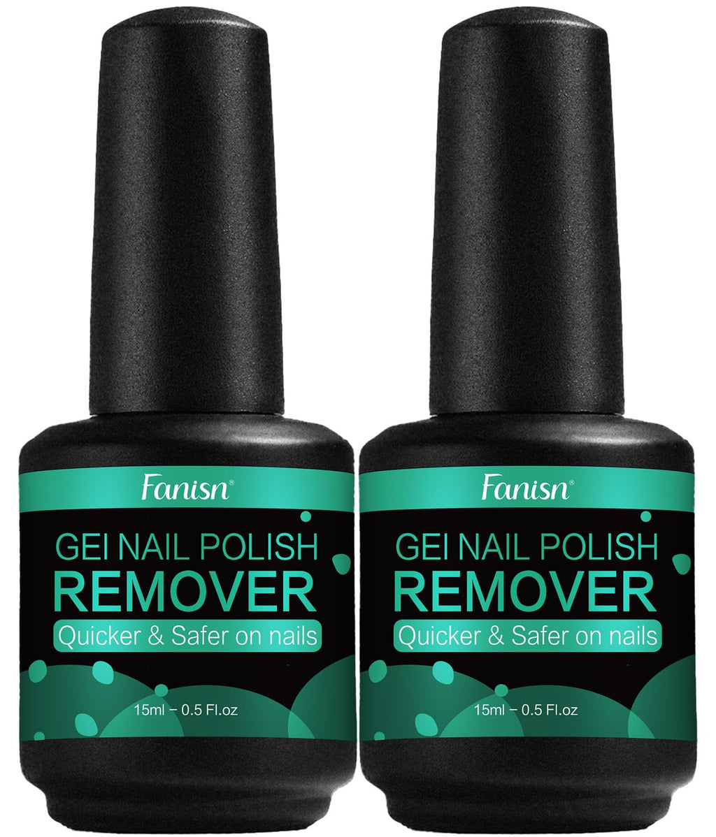 Fanisn Gel Nail Polish Remover 2x15ml – No Foil No Soak, Acetone-Free, 3-5 Min Express Removal
