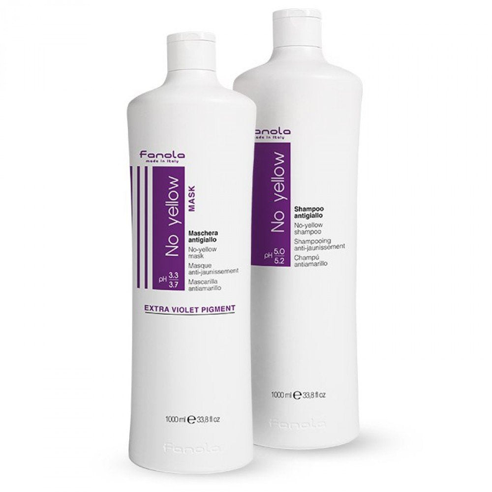 Fanola No Yellow Shampoo & Mask – Purple Anti-Brass Toner for Blonde, Silver & Highlighted Hair (33.8 oz)