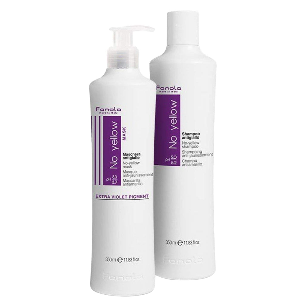 Fanola No Yellow Shampoo & Mask 11.8 oz / 2pk – Purple Anti-Brass Toner for Blonde, Silver & Gray Hair