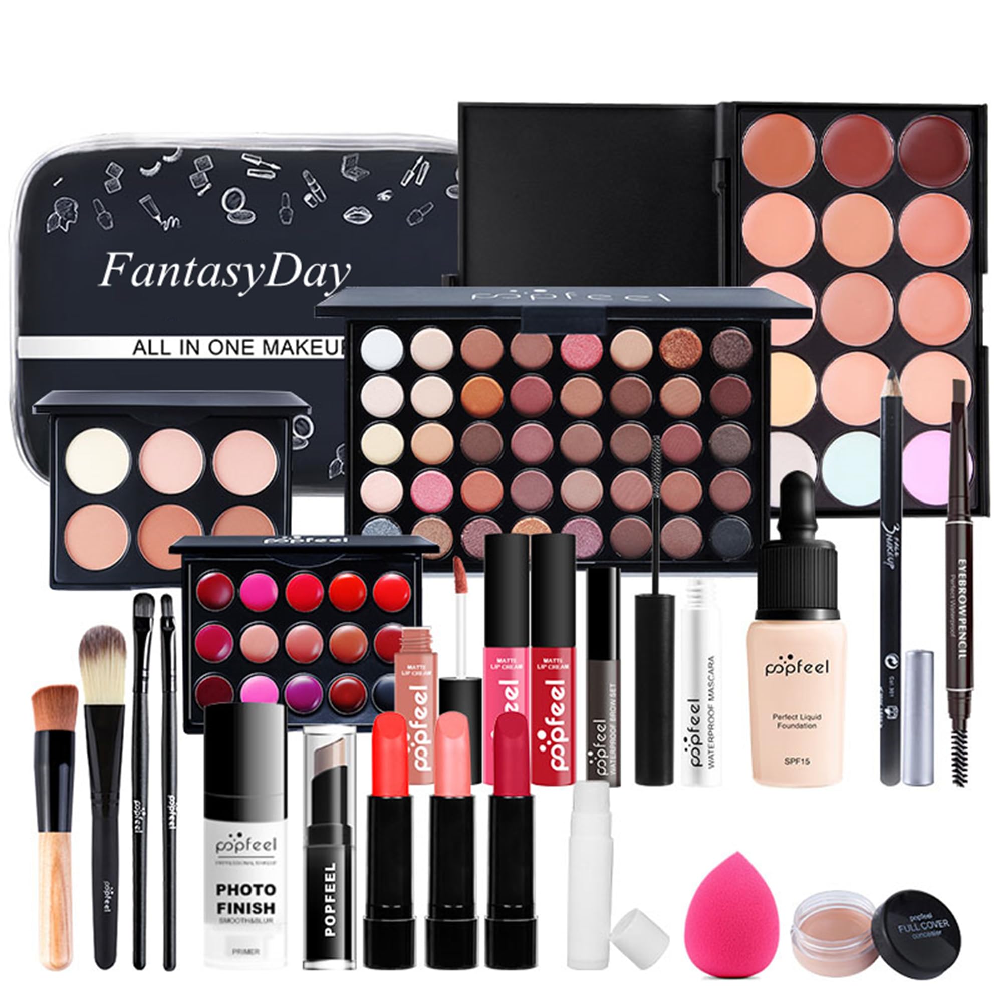 FantasyDay All-in-One Makeup Kit for Women – Eyeshadow Palette, Lipstick & More