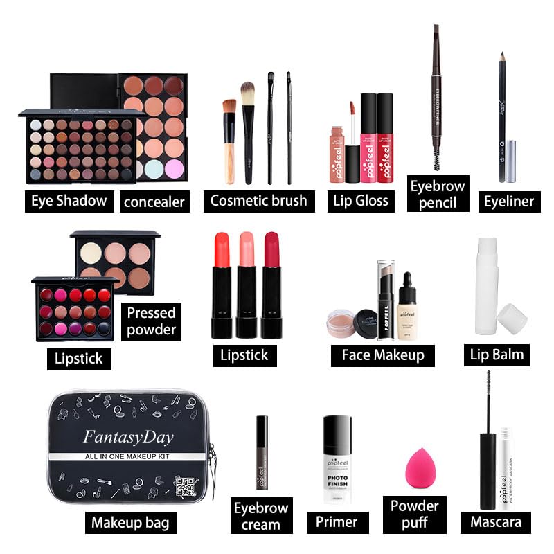 FantasyDay All-in-One Makeup Kit for Women – Eyeshadow Palette, Lipstick & More