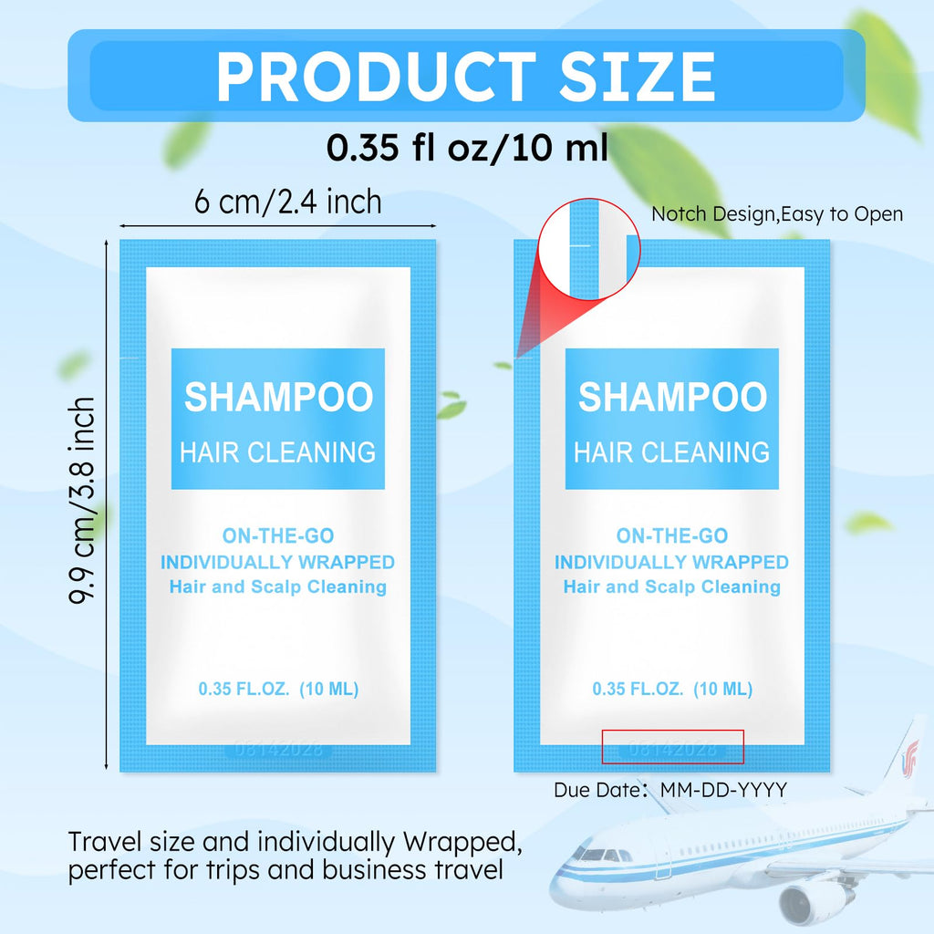FAOEHN Travel Size Shampoo Packets – 100-Pack Bulk, 0.35 fl oz Each