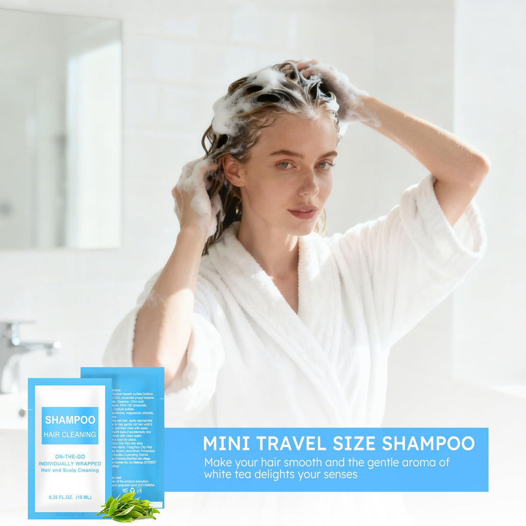 FAOEHN Travel Size Shampoo Packets – 100-Pack Bulk, 0.35 fl oz Each
