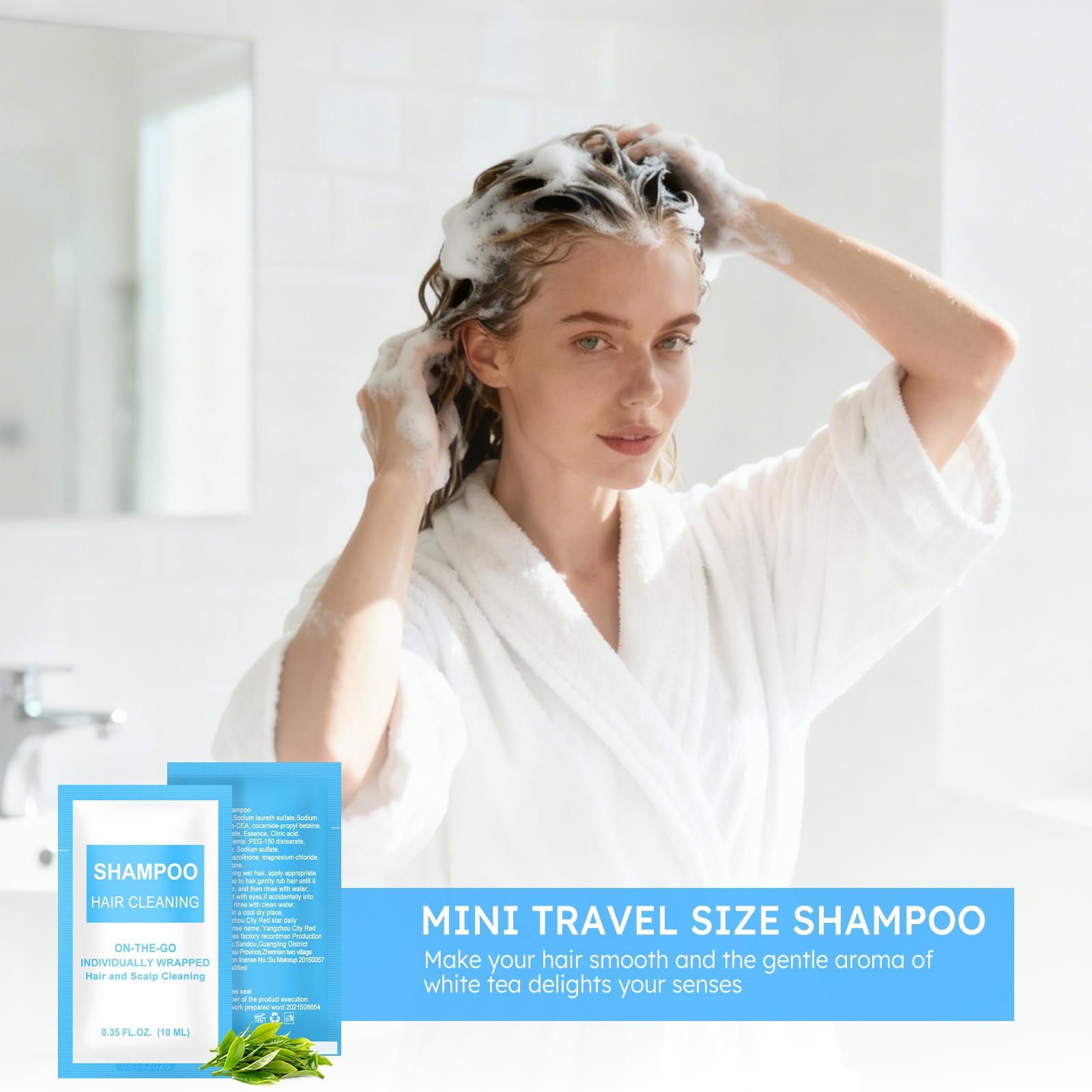 FAOEHN Travel Size Shampoo Packets – 100-Pack Bulk, 0.35 fl oz Each