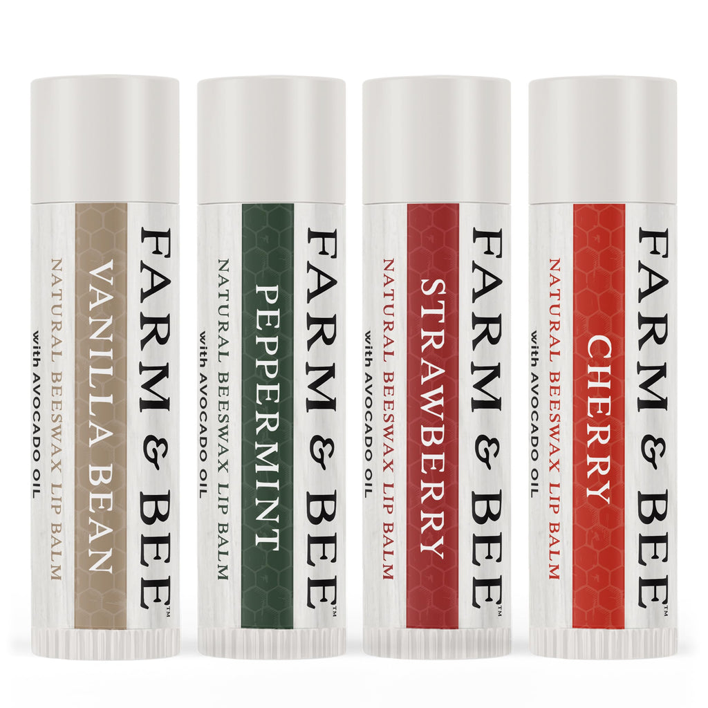 Farm & Bee Natural Lip Balm – 4 Pack Organic Moisturizing Lip Care