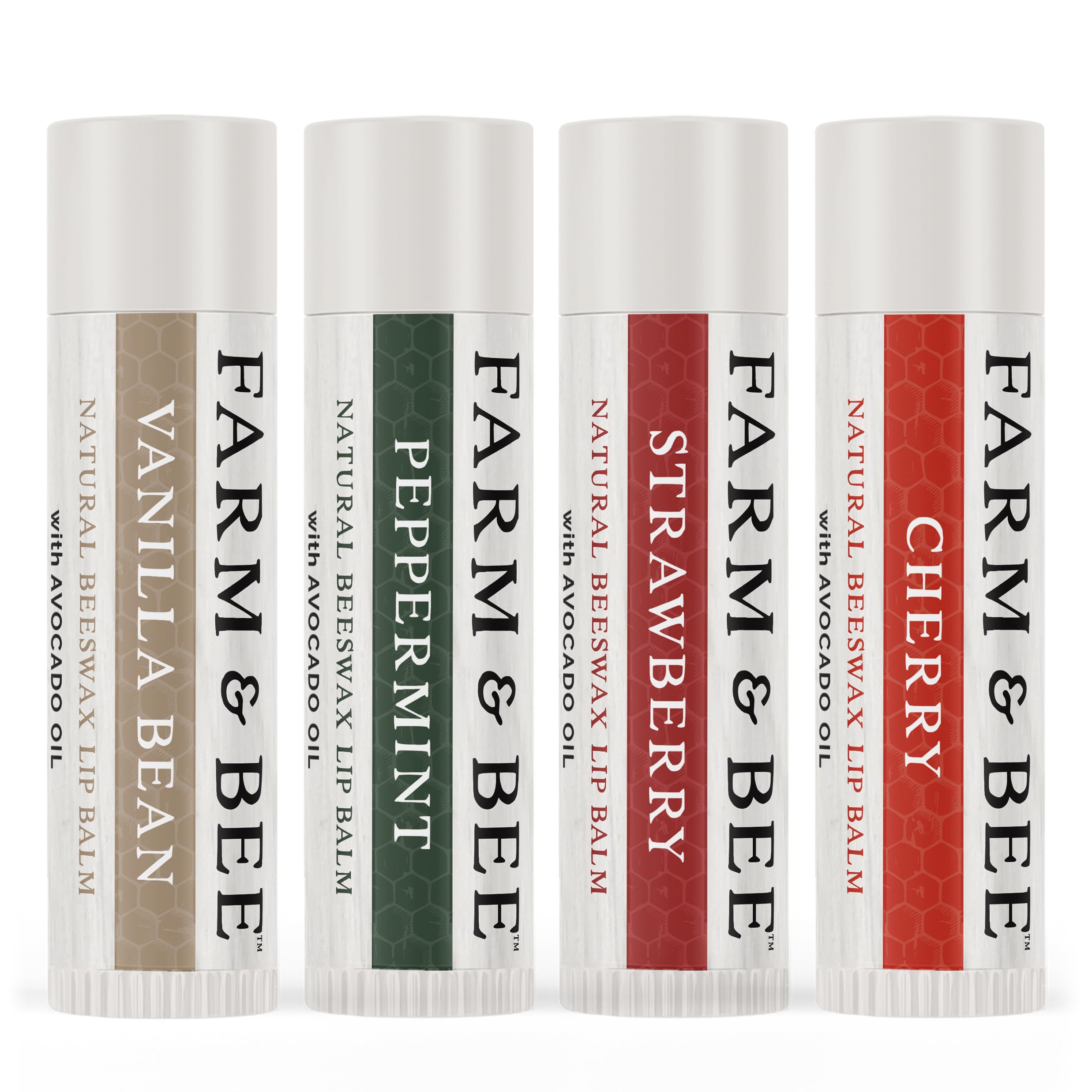 Farm & Bee Natural Lip Balm – 4 Pack Organic Moisturizing Lip Care
