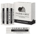 Farm & Bee Natural Lip Balm – Organic Beeswax-Based, Unscented (Pack of 4)