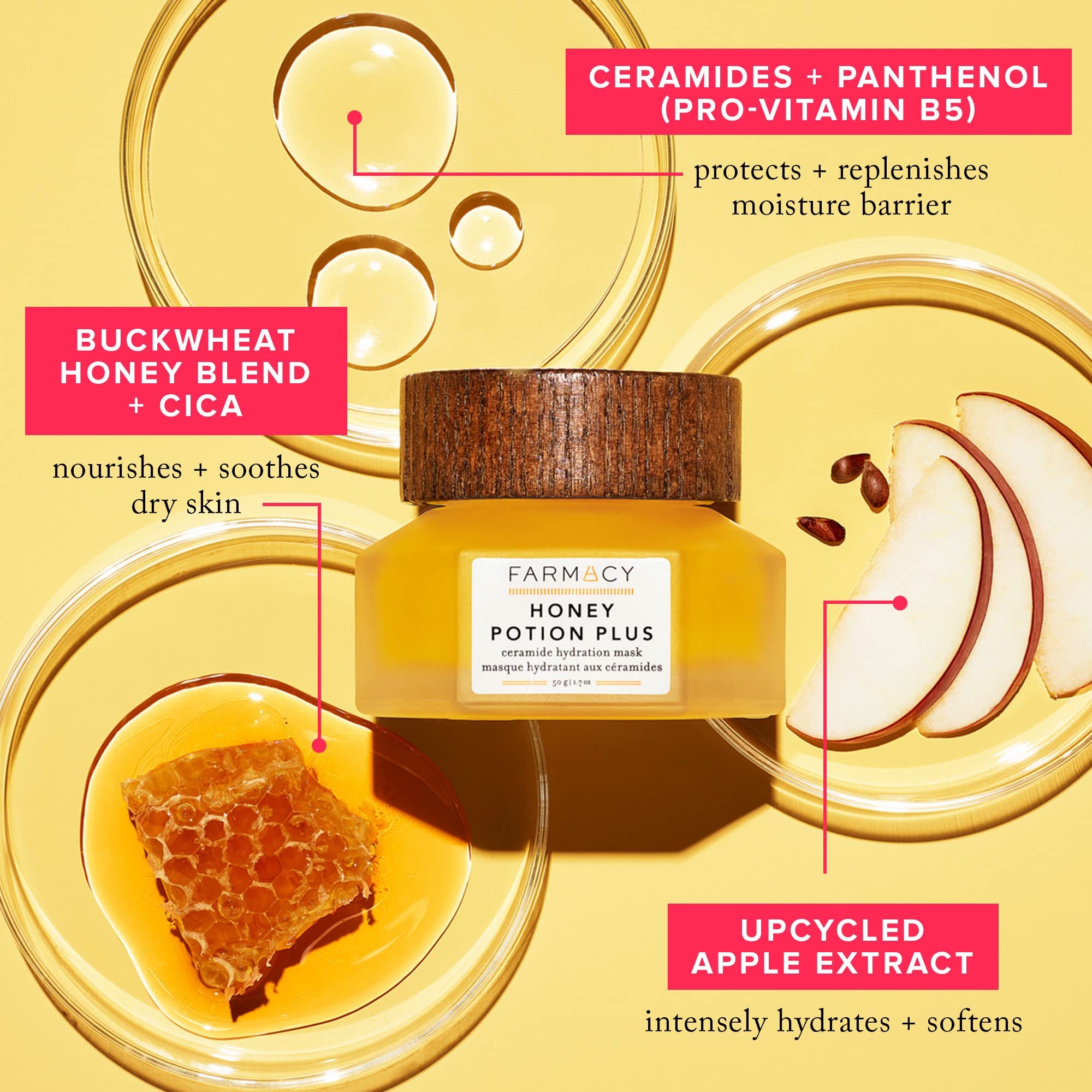 Farmacy Honey Potion Hydrating Face Mask – Niacinamide, Ceramides & Pro-Vitamin B5 (9ml)