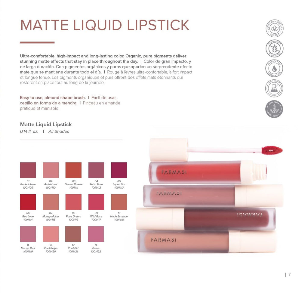 FARMASi Matte Liquid Lipstick Nude Essence - Long-Lasting, Ultra-Comfort Matte Color