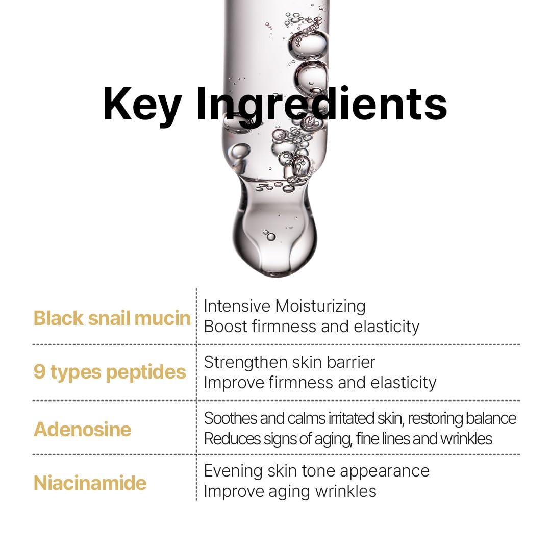 FARMSTAY Black Snail & Peptide 9 Perfect Cream – Hydration, Elasticity & Glow, 1.85 Fl Oz