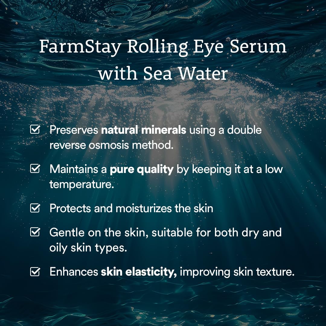 Farmstay Retinol Roll-On Eye Serum with 2% Niacinamide & Collagen – Hydrating Korean Eye Roller for Dark Circles & Puffiness