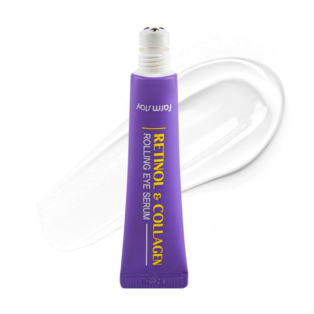 Farmstay Retinol Roll-On Eye Serum with 2% Niacinamide & Collagen – Hydrating Korean Eye Roller for Dark Circles & Puffiness