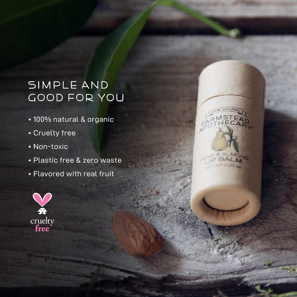 Farmstead Apothecary Lip Balm Gift Set – 4x 0.2 oz with Reusable Pouch