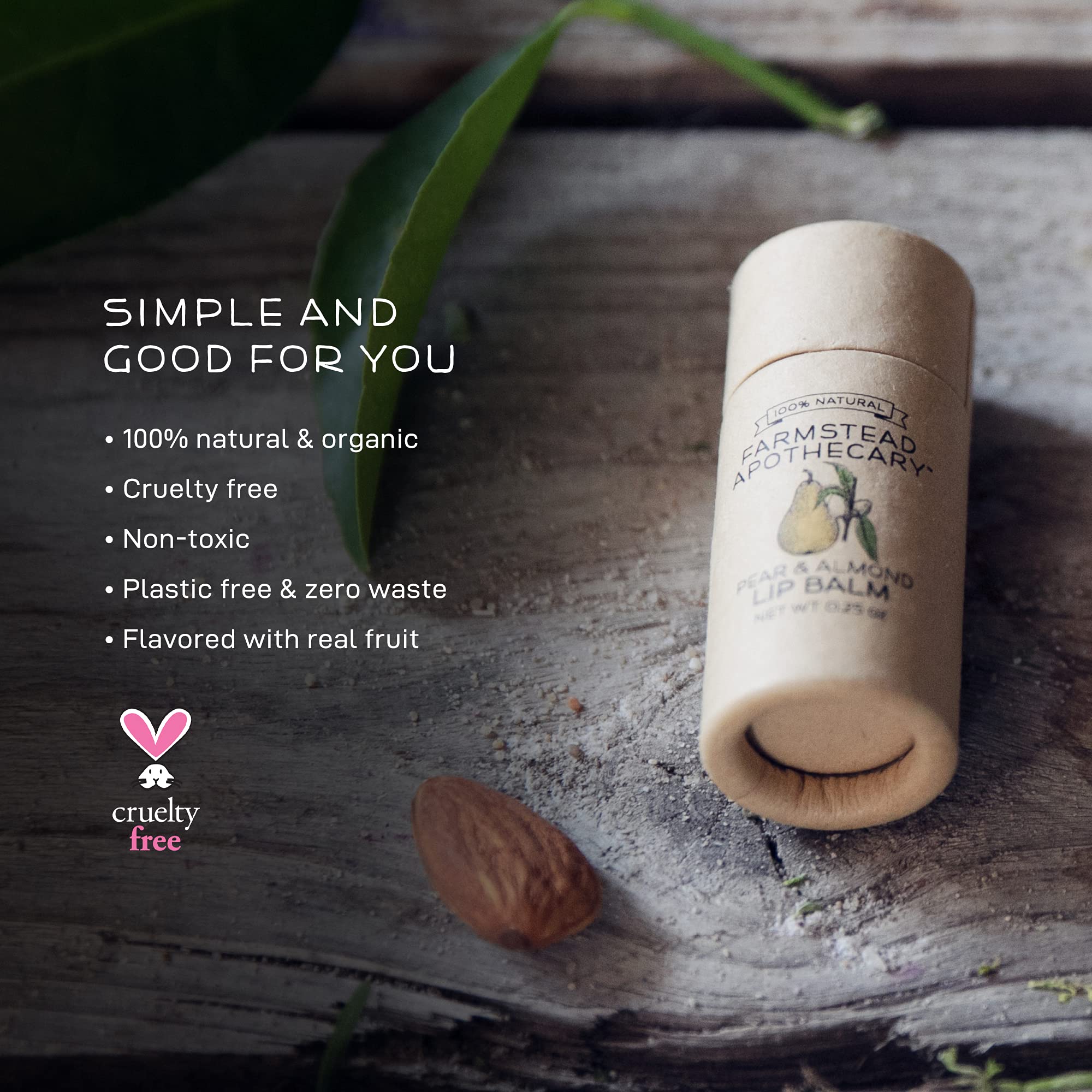 Farmstead Apothecary Lip Balm Gift Set – 4x 0.2 oz with Reusable Pouch