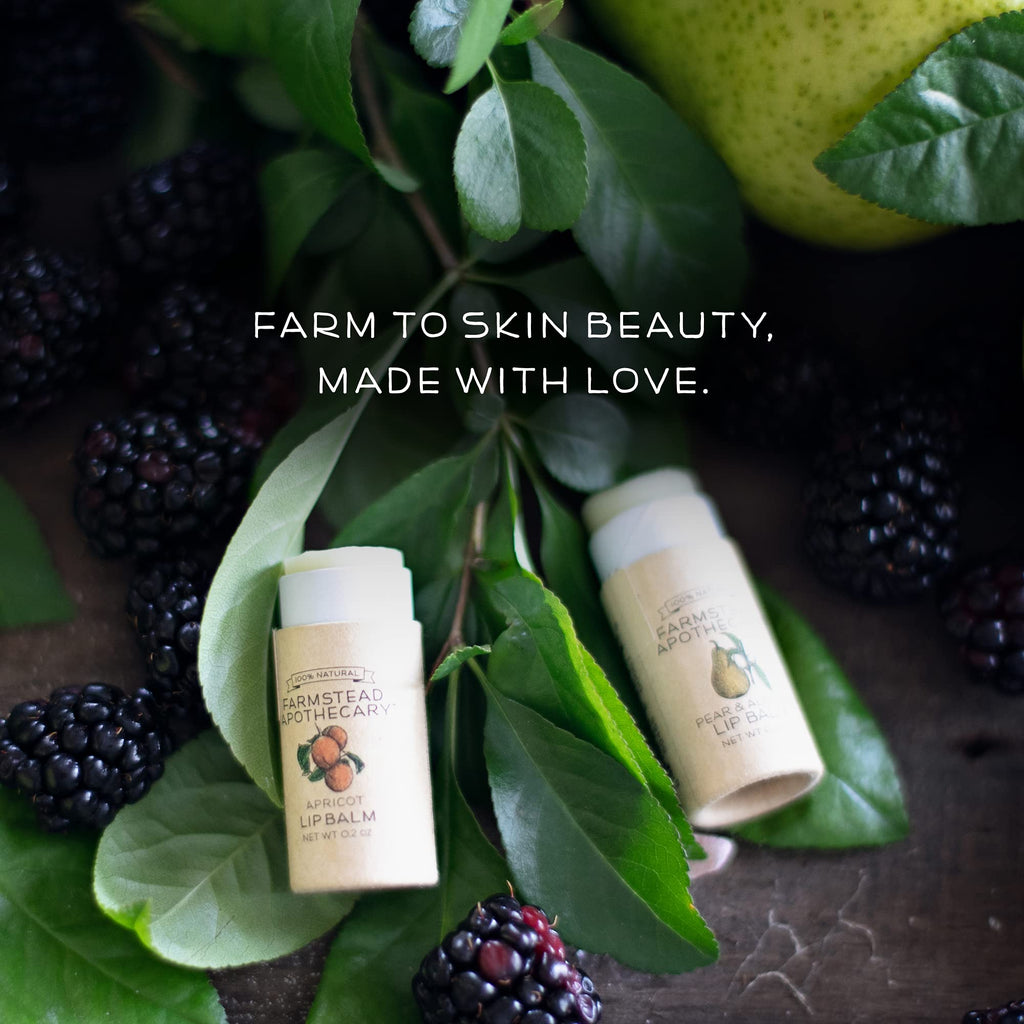 Farmstead Apothecary Lip Balm Gift Set – 4x 0.2 oz with Reusable Pouch