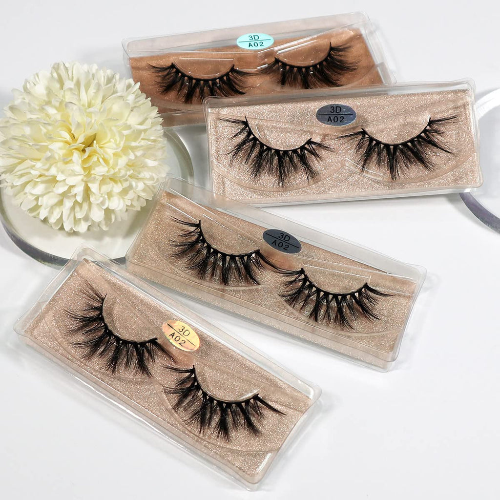 FARRED 3D A02 Faux Mink Lashes – 30 Pairs, Medium Length, Fluffy Volume, Vegan Bulk Lashes