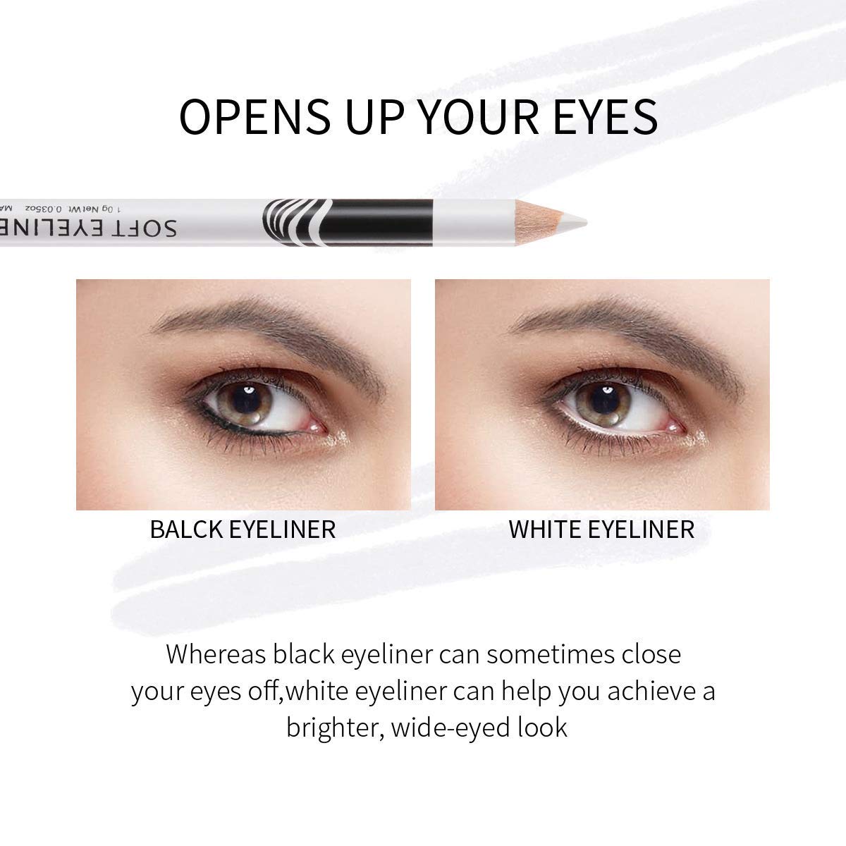 Fashionwu White Eyeliner Pencil — Waterproof, Long-Lasting Multi-Purpose Eye Tool (24pcs)