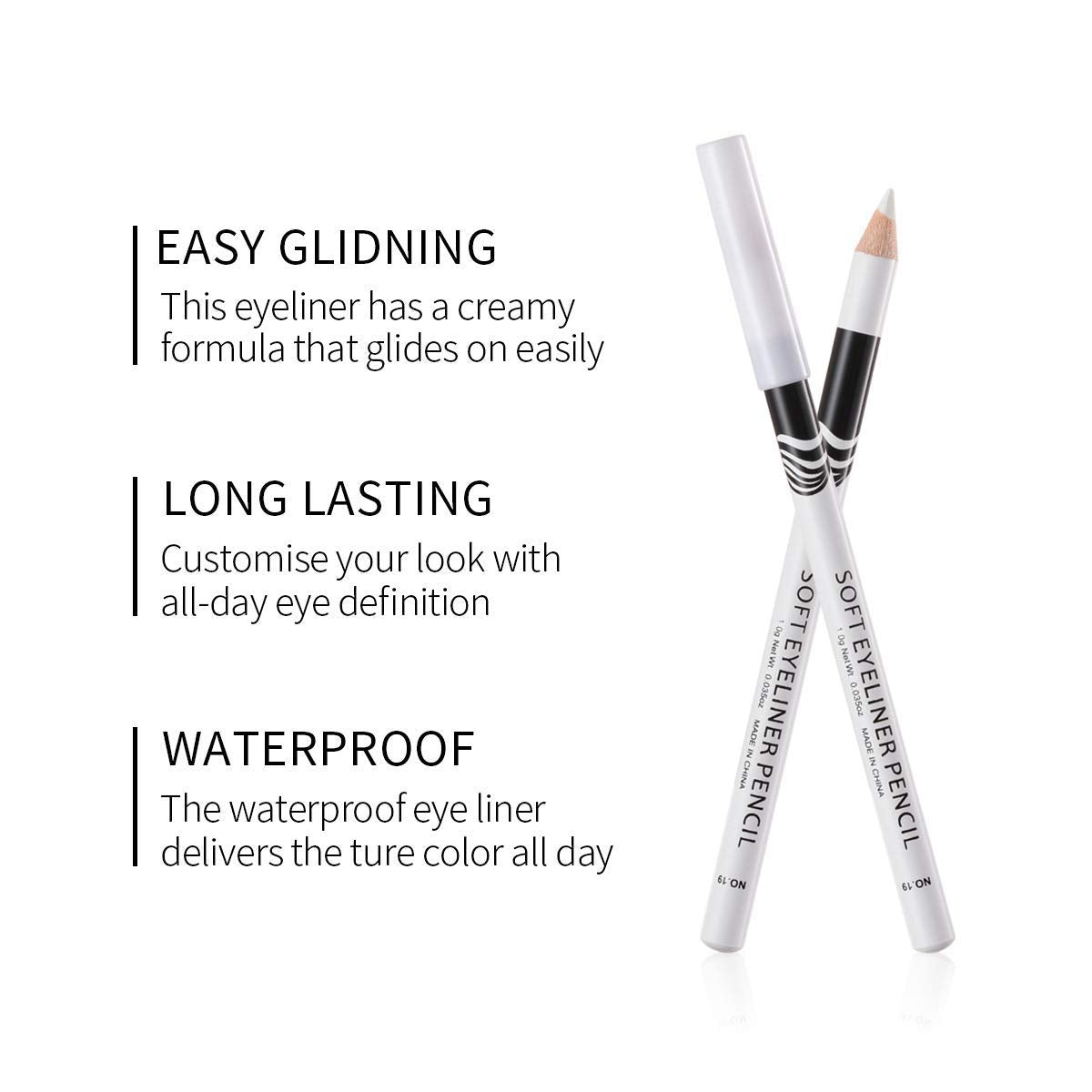 Fashionwu White Eyeliner Pencil — Waterproof, Long-Lasting Multi-Purpose Eye Tool (24pcs)