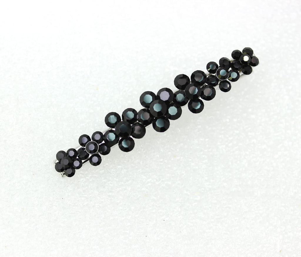 Faship Gorgeous Black Crystal Floral Small Alligator Hair Clip – Bridal Hair Jewelry