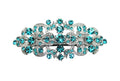 Faship Malibu Blue Teal Rhinestone Floral Hair Barrette Clip