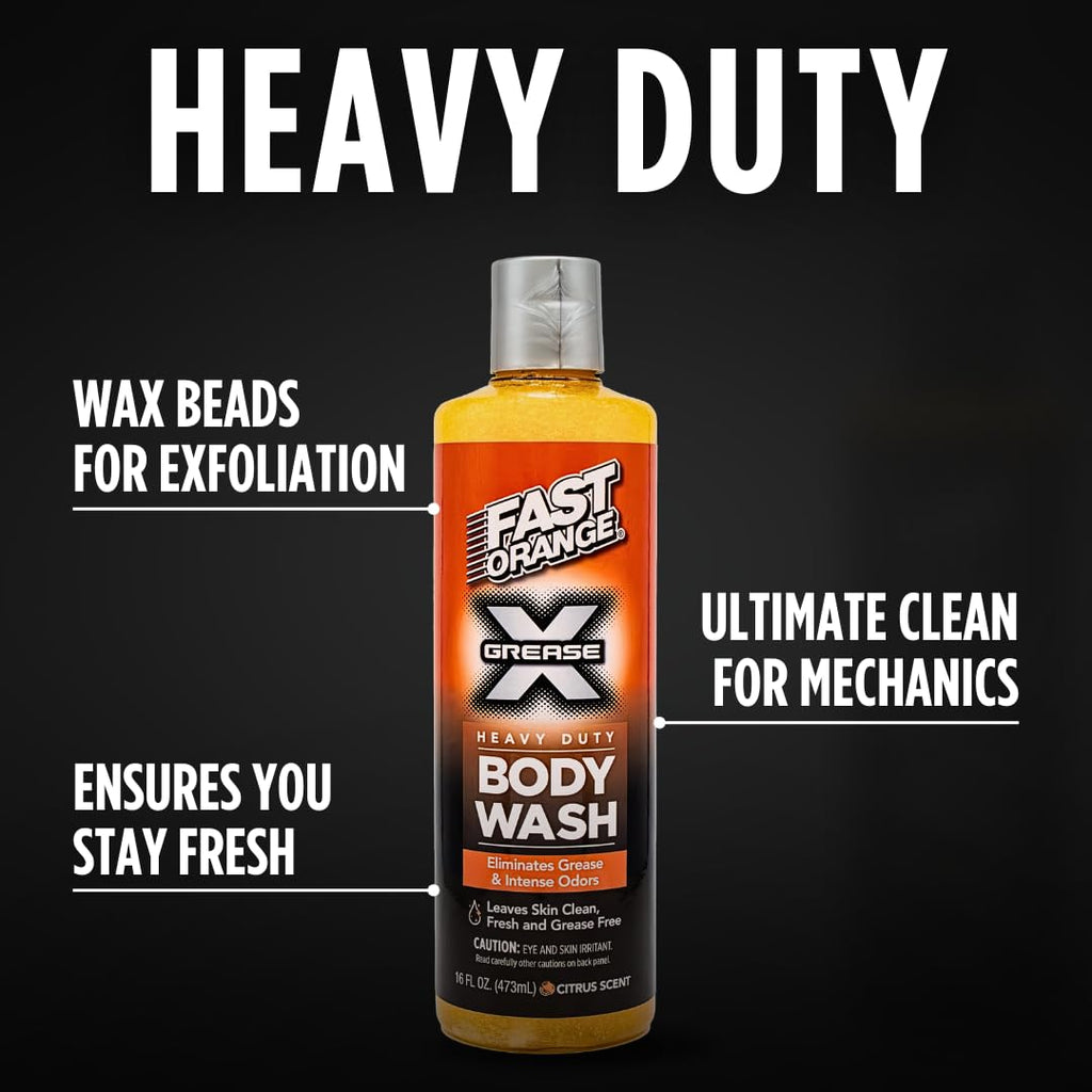 Fast Orange Grease X Body Wash – Heavy-Duty Exfoliating Shower Gel, 16 oz