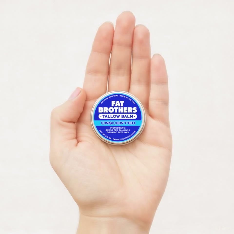 Fat Brothers Tallow Balm – 2-Ingredient Unscented Lip Balm, 0.5 oz Tin (2-pack)