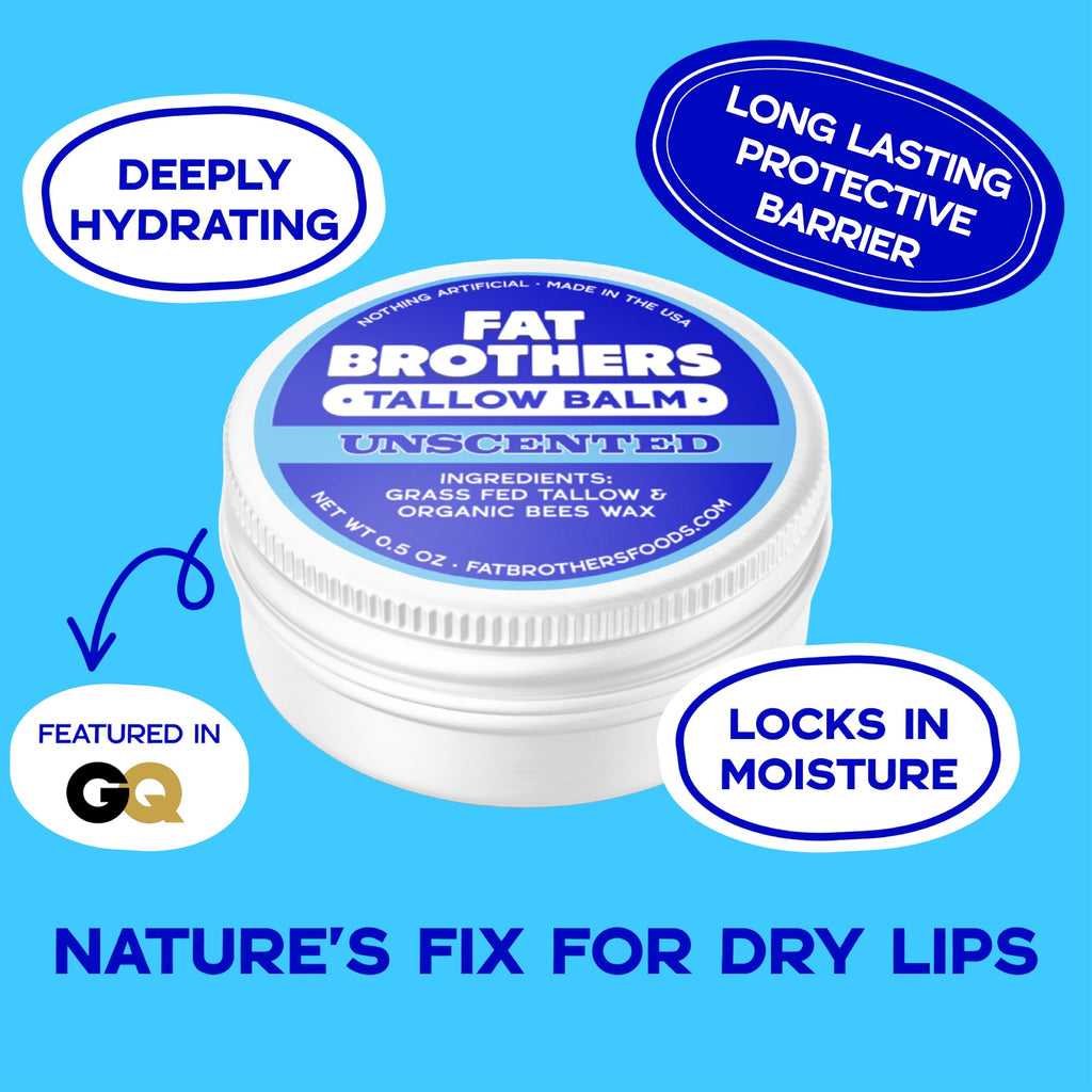 Fat Brothers Tallow Balm – 2-Ingredient Unscented Lip Balm, 0.5 oz Tin (2-pack)