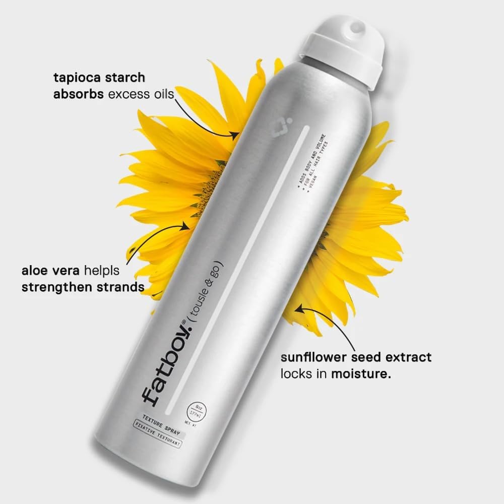 Fatboy Tousle & Go Hair Spray – Lightweight Texture & Volume with Aloe Vera & Sunflower Seed Extract (6 Oz)