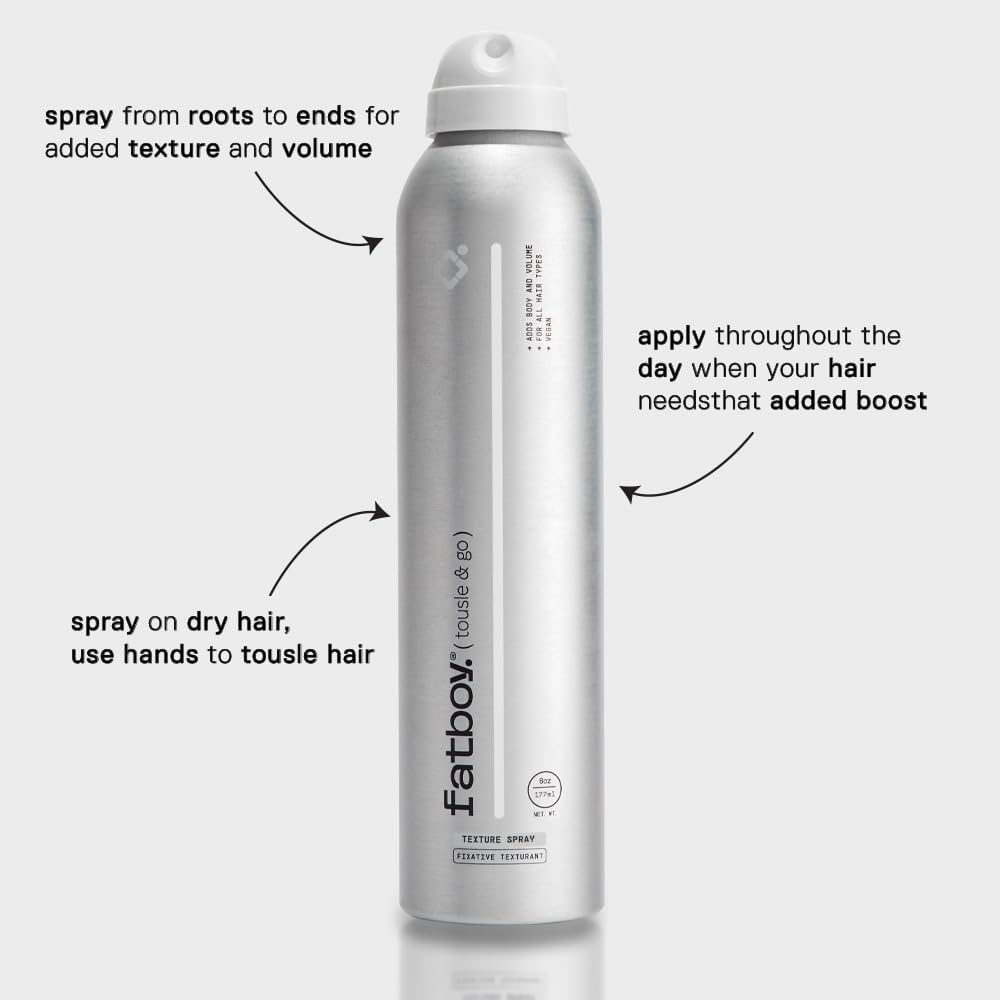 Fatboy Tousle & Go Hair Spray – Lightweight Texture & Volume with Aloe Vera & Sunflower Seed Extract (6 Oz)
