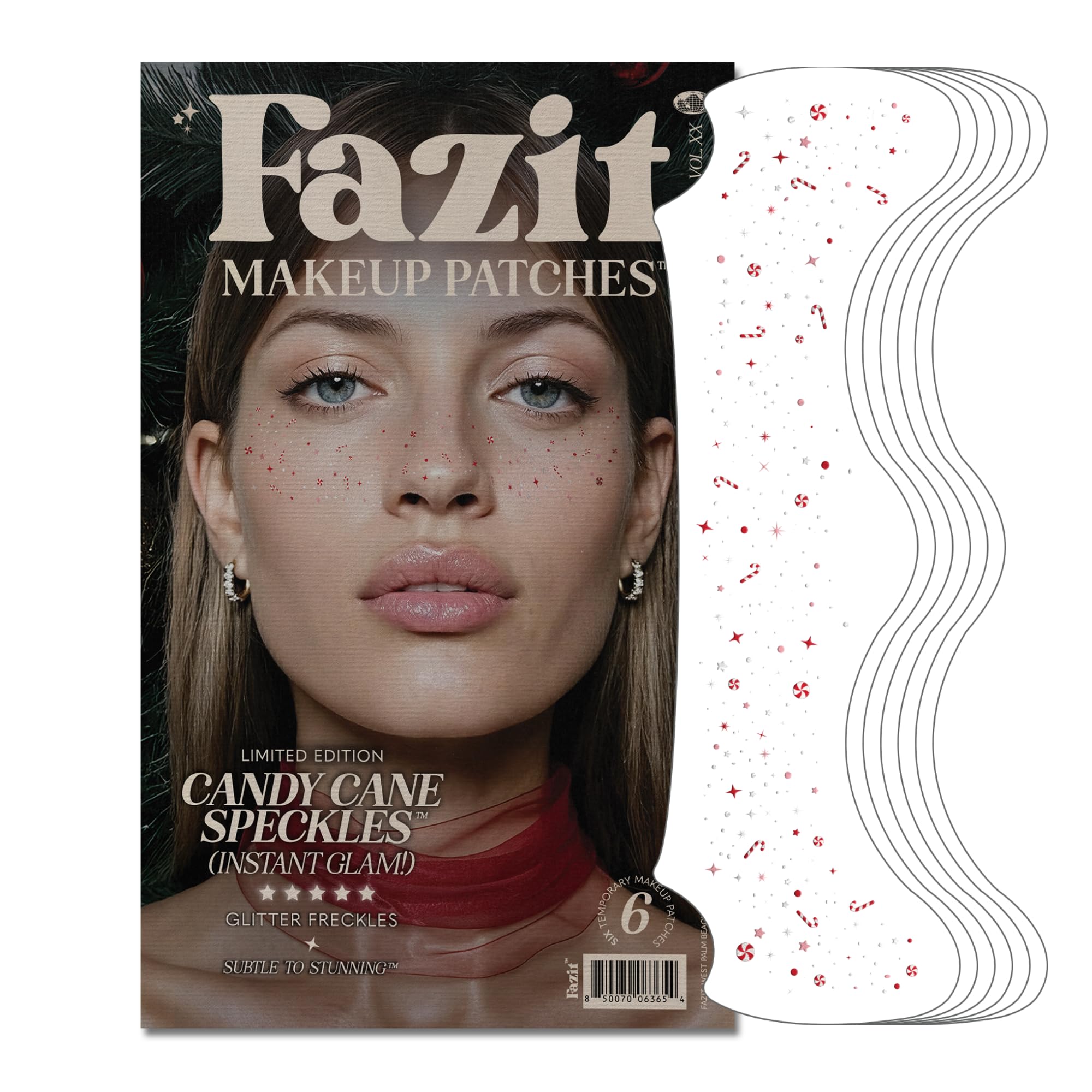 Fazit Candy Cane Speckles Makeup Patches | Glow Up Glitter Face Patches for Women