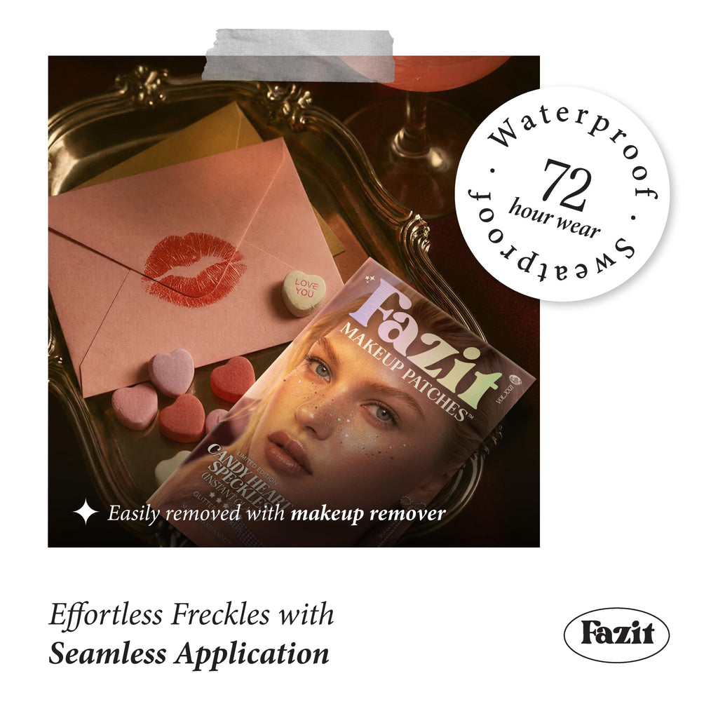Fazit Candy Heart Speckles Makeup Patches – Easy-Apply, Waterproof Glitter Face Patches