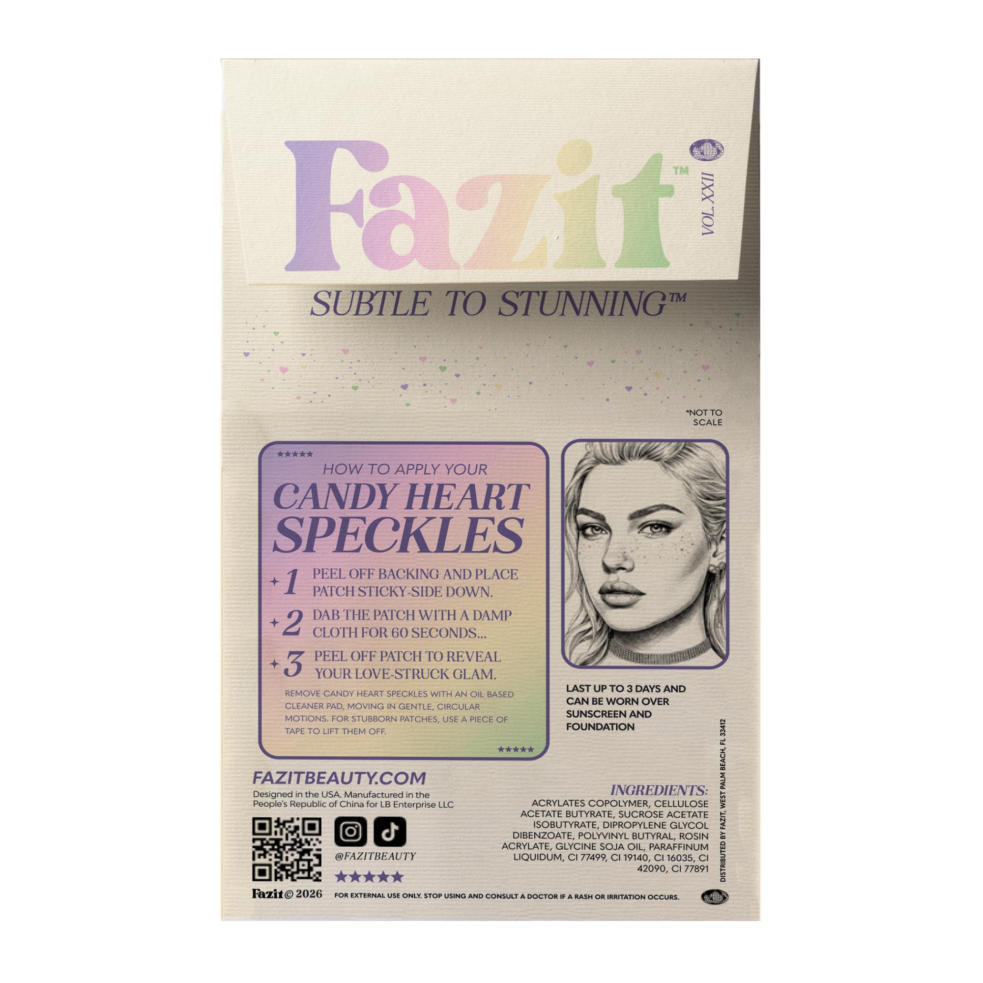 Fazit Candy Heart Speckles Makeup Patches – Easy-Apply, Waterproof Glitter Face Patches