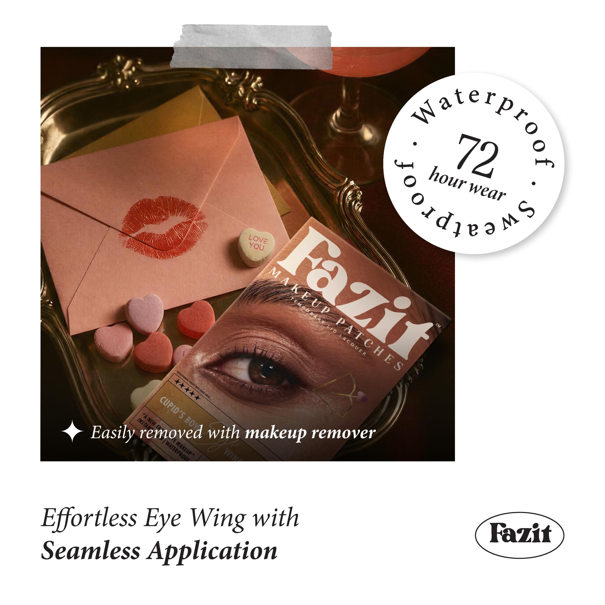 Fazit Cupid's Bow Eye Wings Patches – Glitter Makeup Accessories for Face