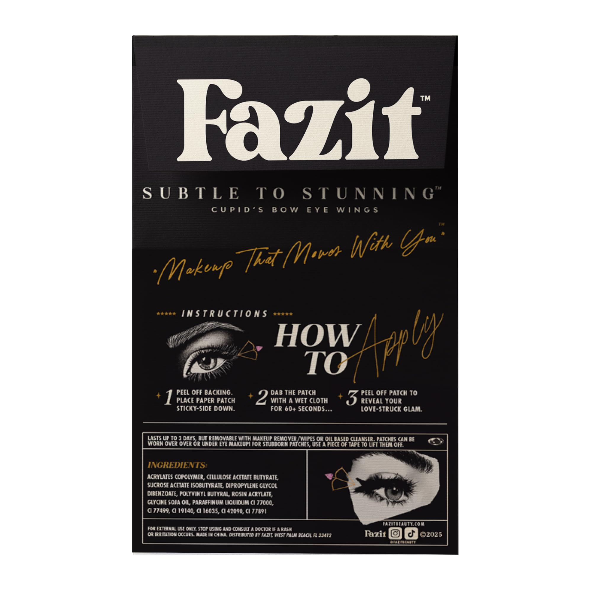 Fazit Cupid's Bow Eye Wings Patches – Glitter Makeup Accessories for Face