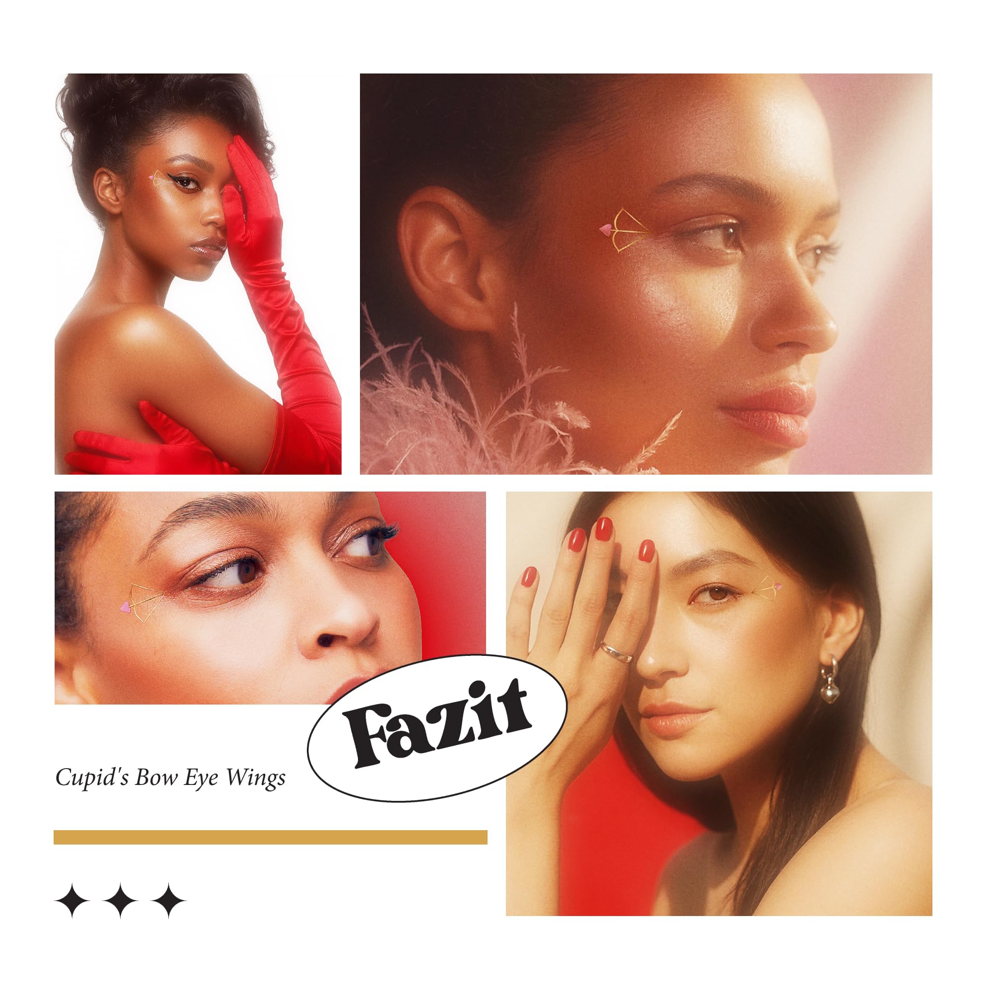 Fazit Cupid's Bow Eye Wings Patches – Glitter Makeup Accessories for Face