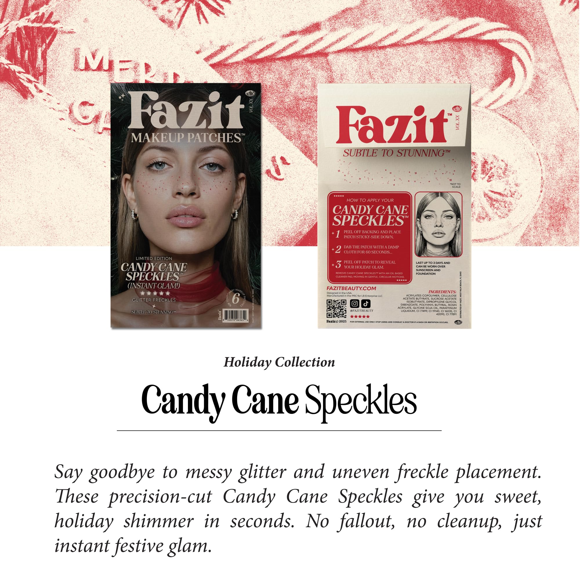 Fazit Candy Cane Speckles Makeup Patches | Glow Up Glitter Face Patches for Women