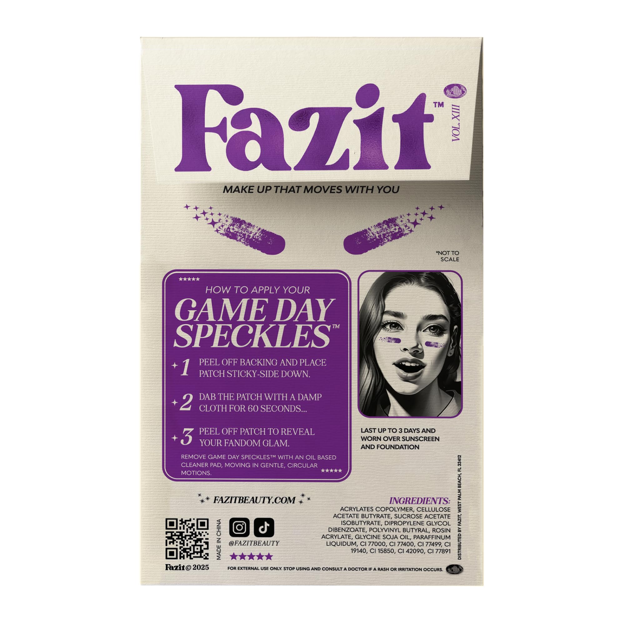 Fazit Purple Game Day Makeup Patches – Glow Up Glitter Speckles for Face