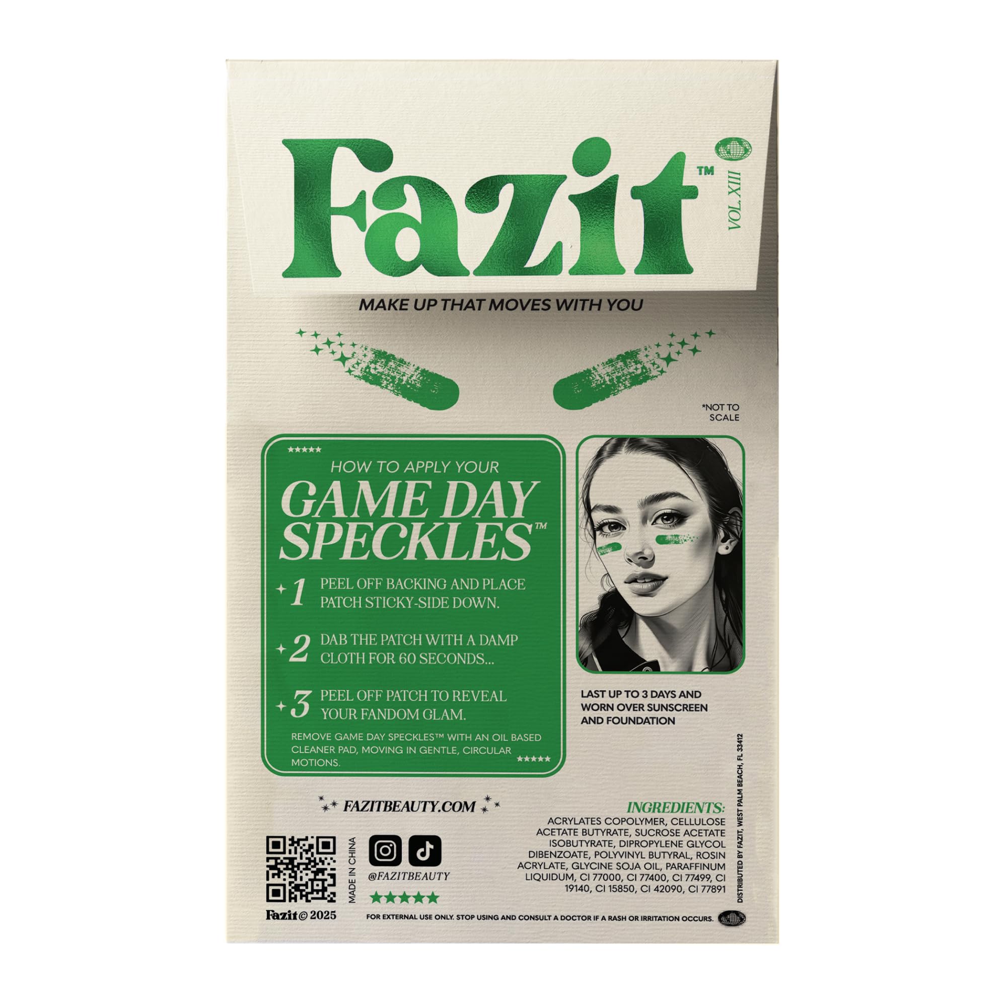 Fazit Green Game Day Makeup Patches – Glow Up Glitter Speckles