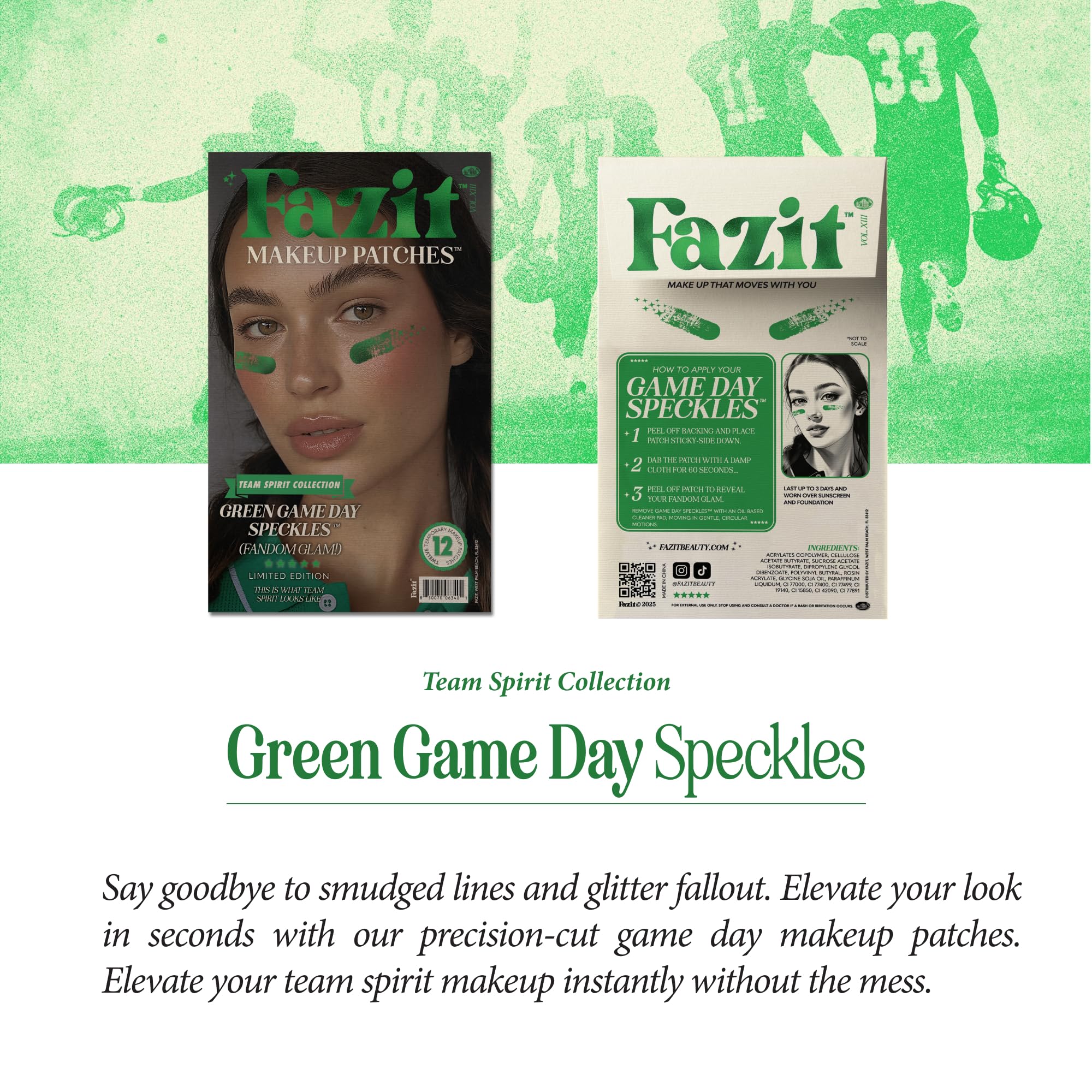 Fazit Green Game Day Makeup Patches – Glow Up Glitter Speckles
