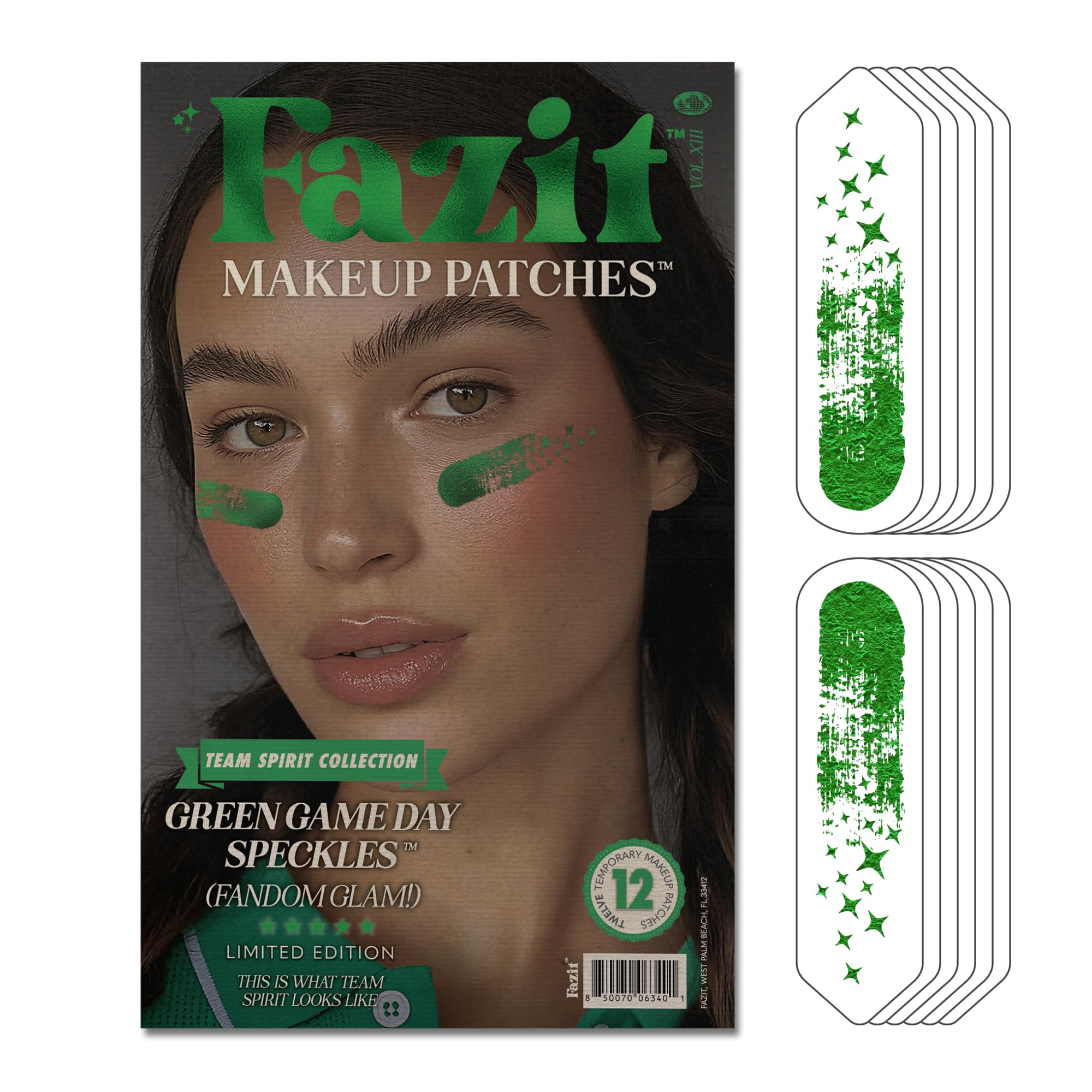 Fazit Green Game Day Makeup Patches – Glow Up Glitter Speckles