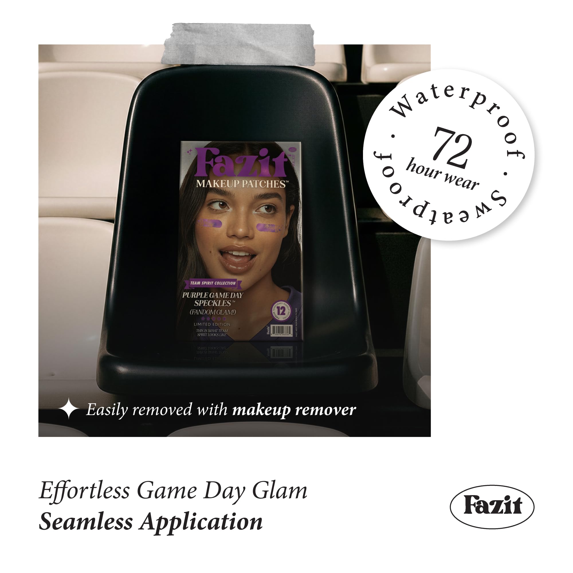 Fazit Purple Game Day Makeup Patches – Glow Up Glitter Speckles for Face