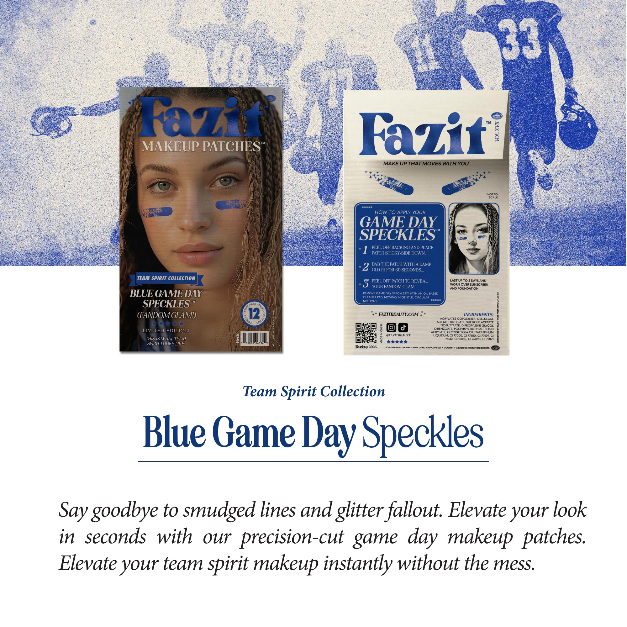 Fazit Makeup Patches: Blue Game Day Speckles – Glow Up Glitter Patches