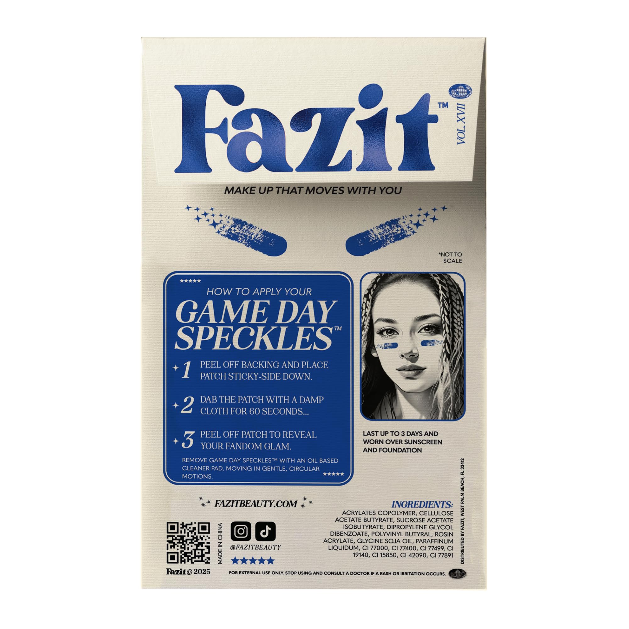 Fazit Makeup Patches: Blue Game Day Speckles – Glow Up Glitter Patches