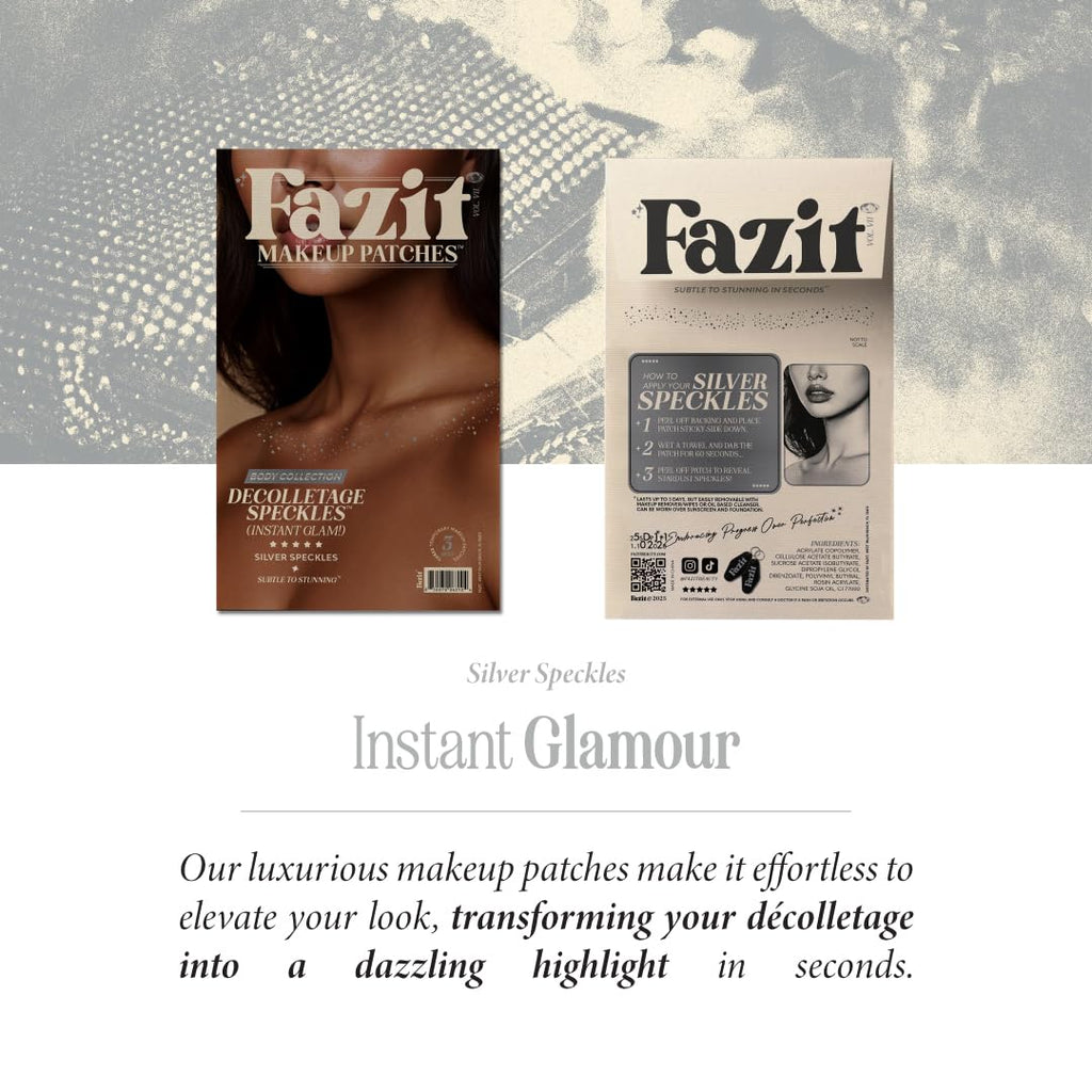 Fazit Makeup Patches | Silver Decollatage Speckles for Glow | Glitter Cosmetic Patches