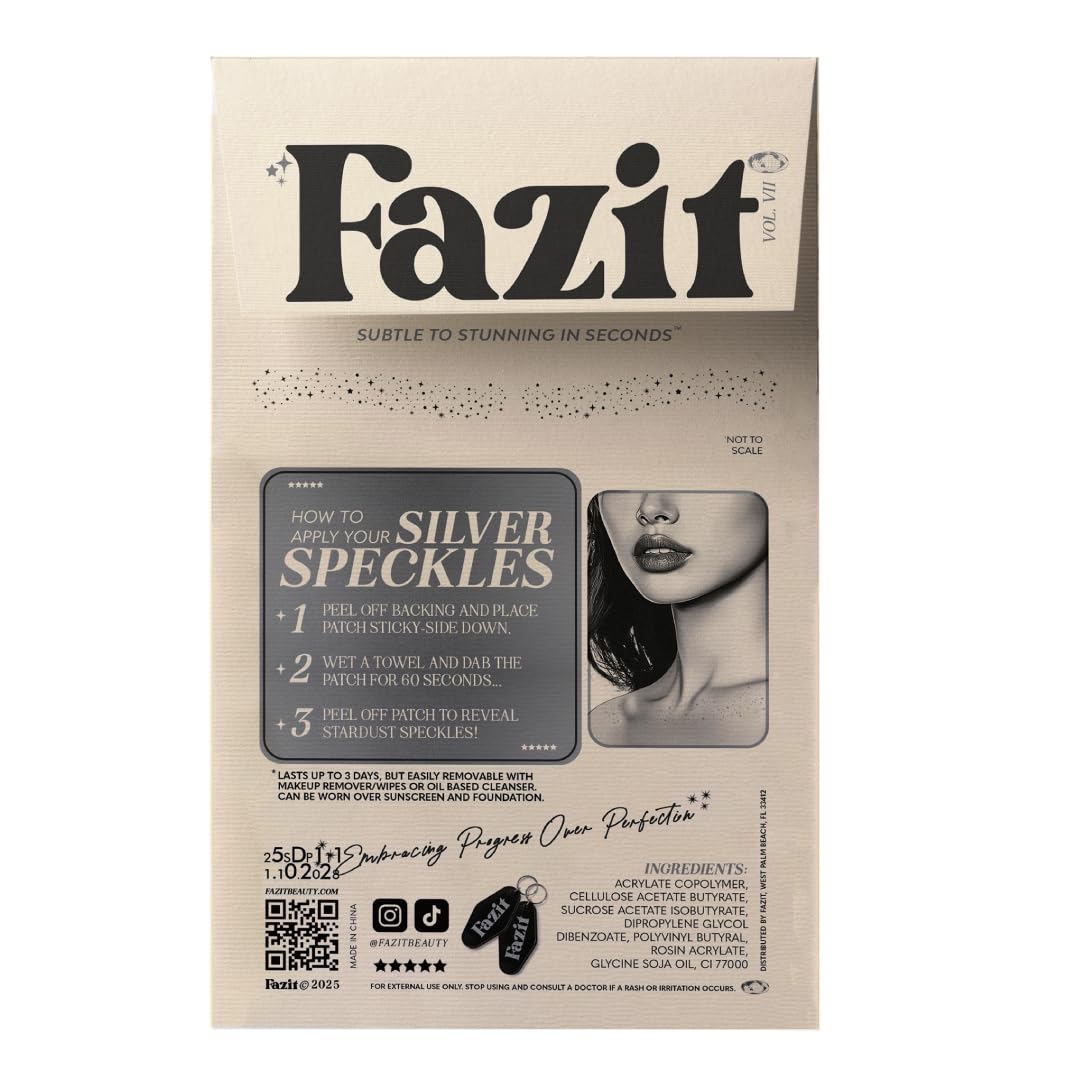 Fazit Makeup Patches | Silver Decollatage Speckles for Glow | Glitter Cosmetic Patches