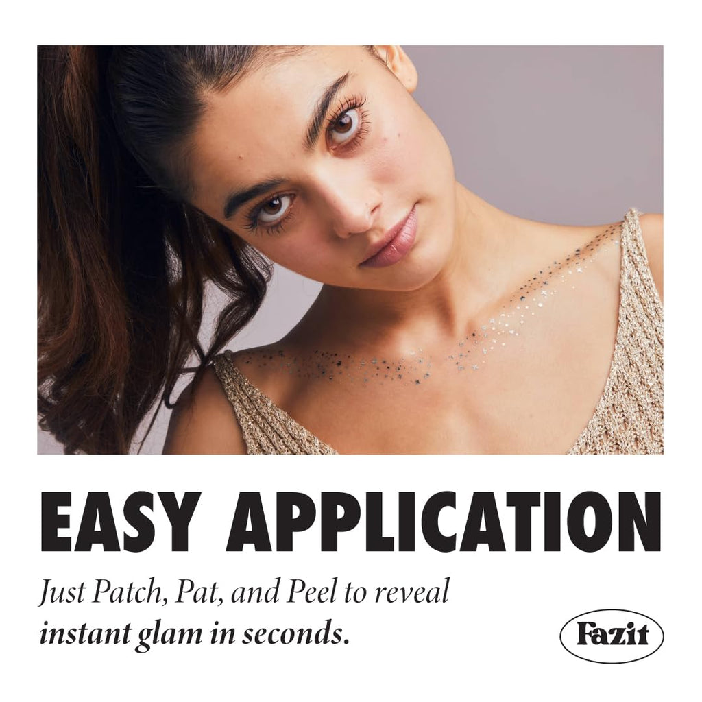 Fazit Makeup Patches | Silver Decollatage Speckles for Glow | Glitter Cosmetic Patches