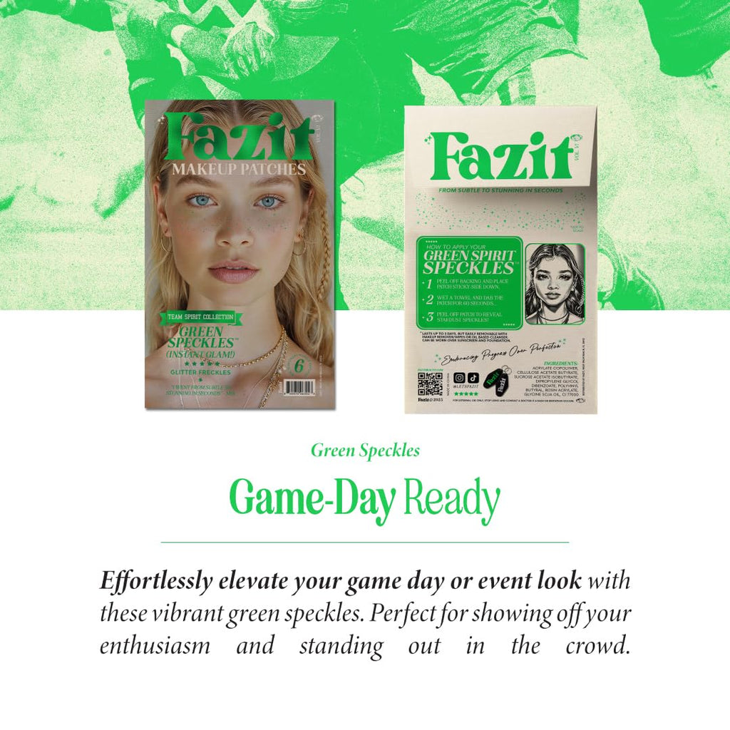 Fazit Makeup Patches - Green Speckles | Glow Up Glitter Face Patches for Women