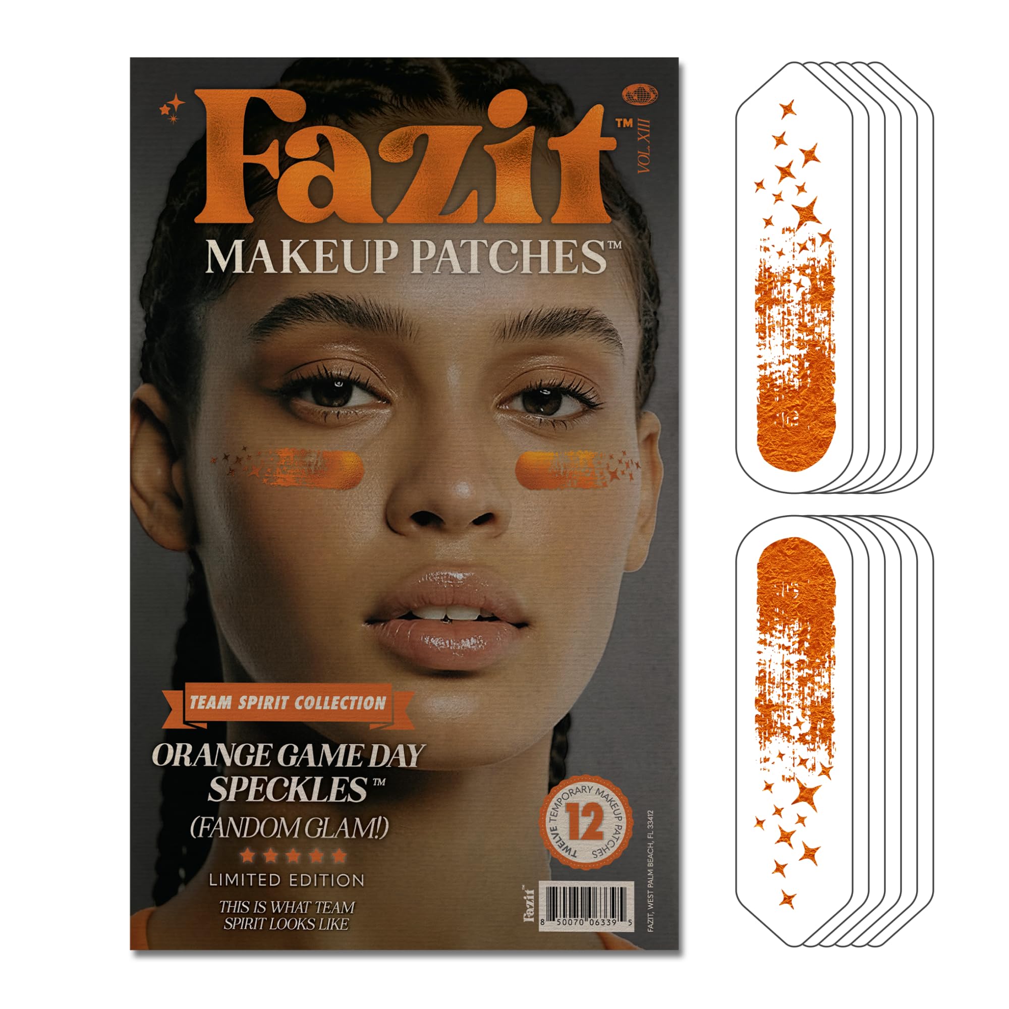 Fazit Makeup Patches - Orange Game Day Speckles | Glow Up Glitter Face Patches