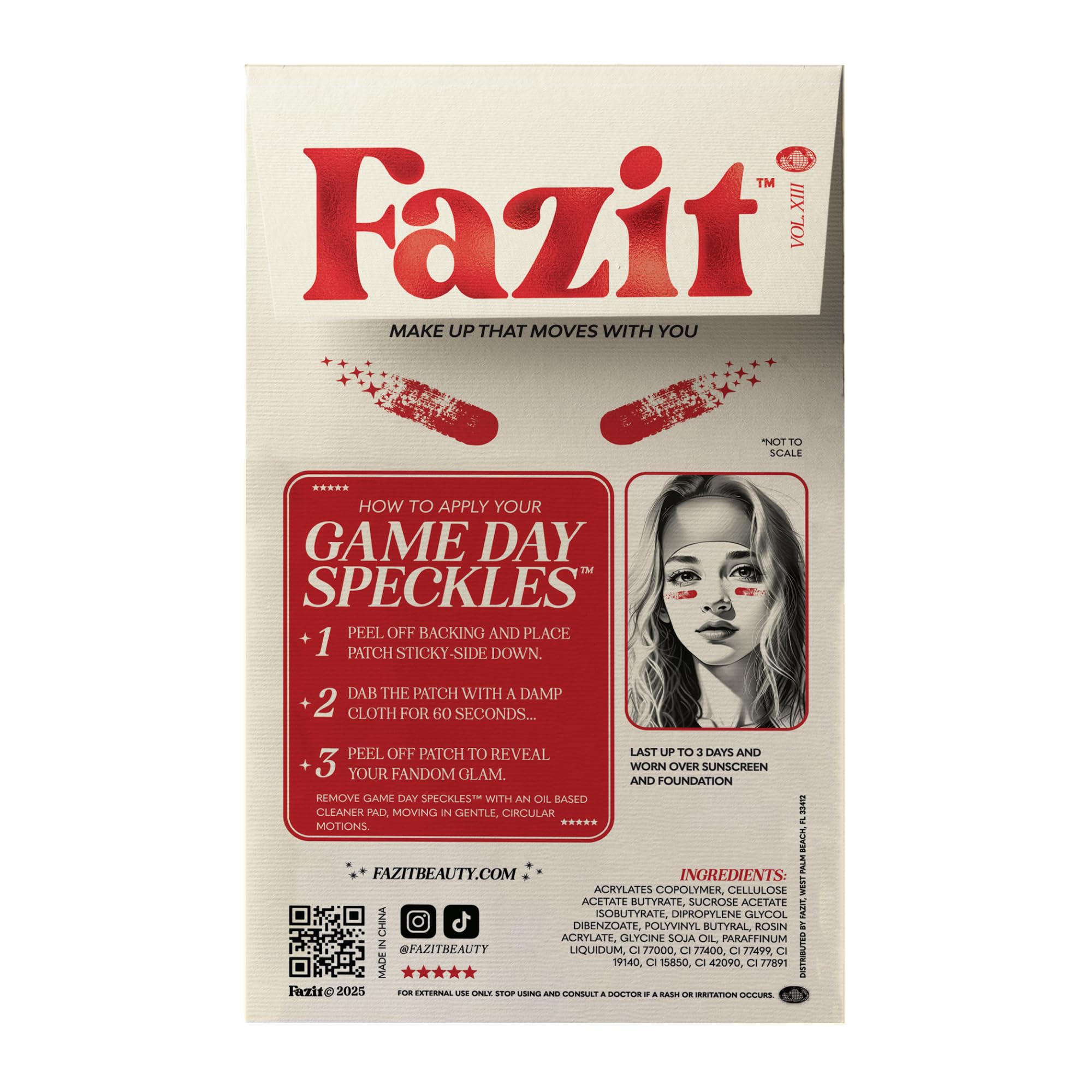 Fazit Makeup Patches - Red Game Day Speckles | Glow Up Make-Up Patches for Women