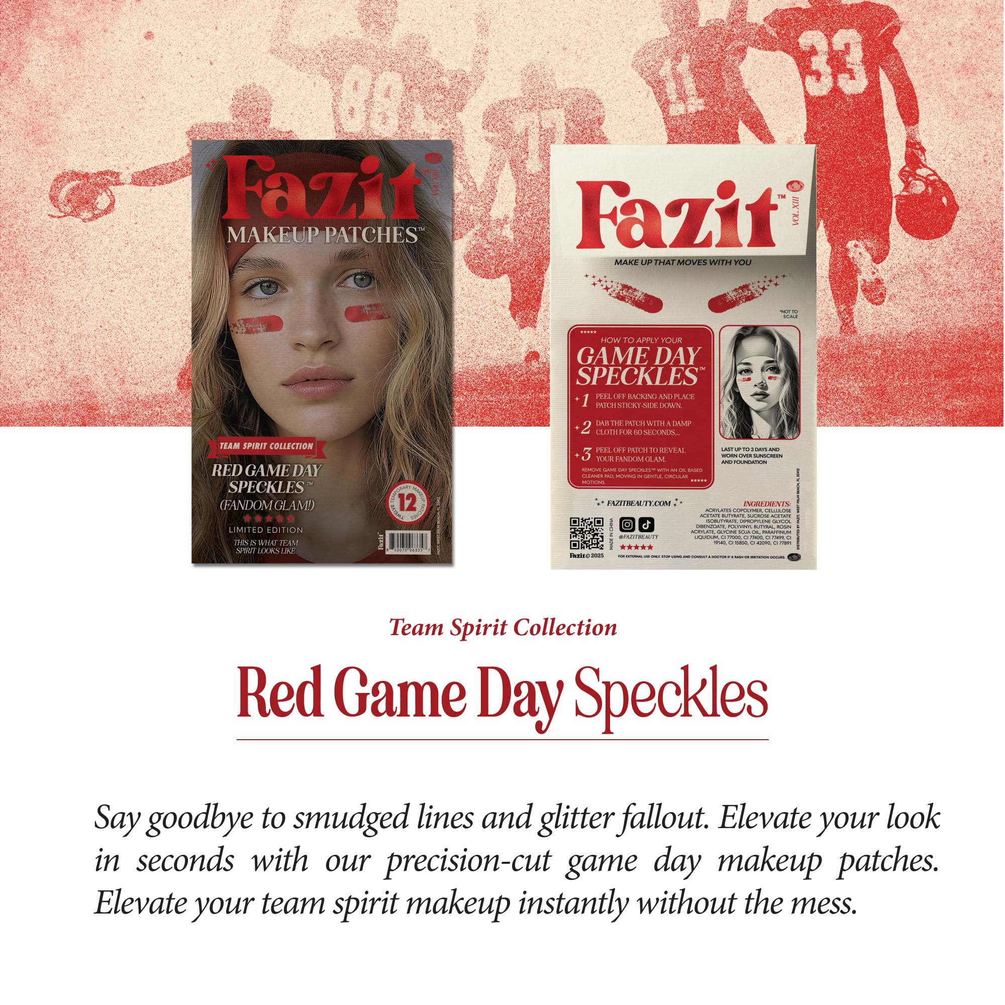 Fazit Makeup Patches - Red Game Day Speckles | Glow Up Make-Up Patches for Women